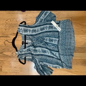 Aqua printed blouse. New with tags.